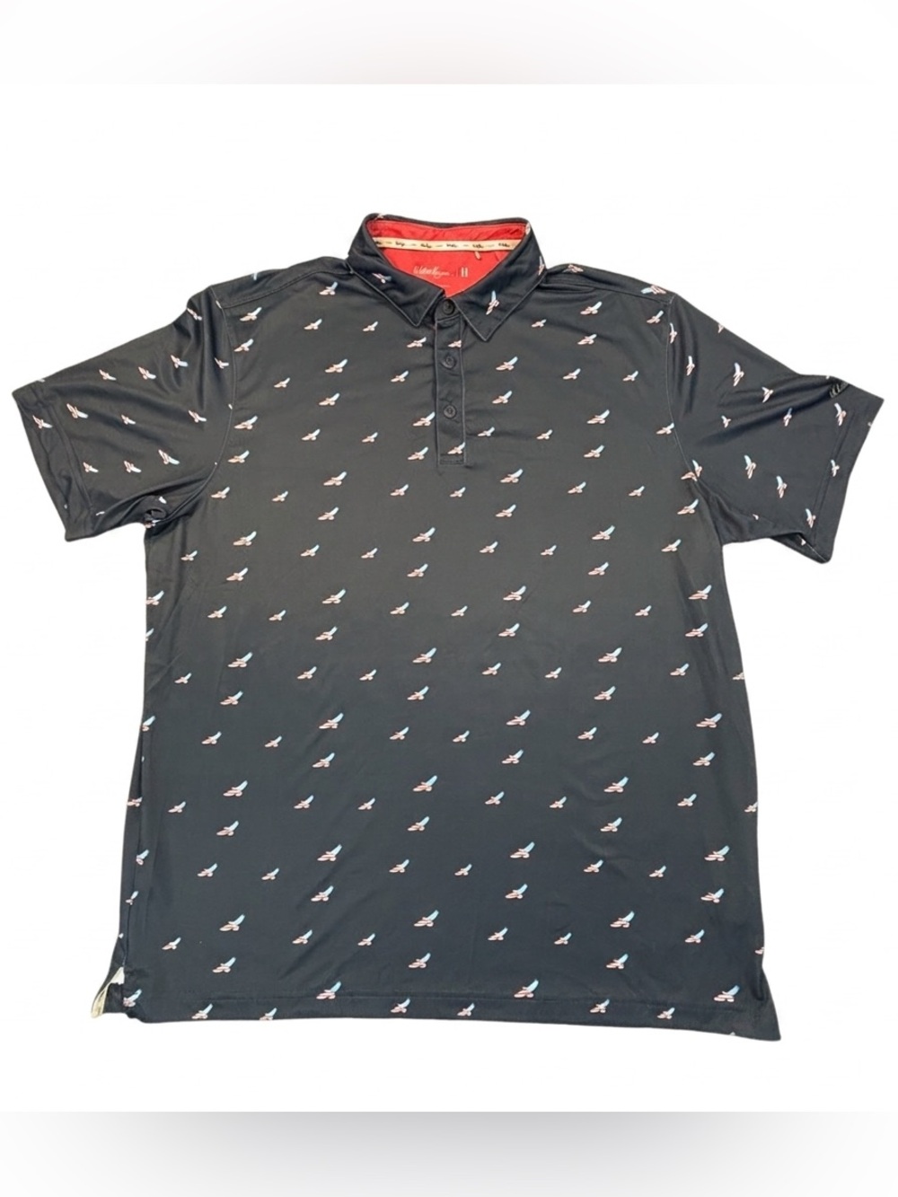 Walter Hagen Performance 11 Golf Polo Bald Eagle USA Print Mens XL Navy AOP Flag